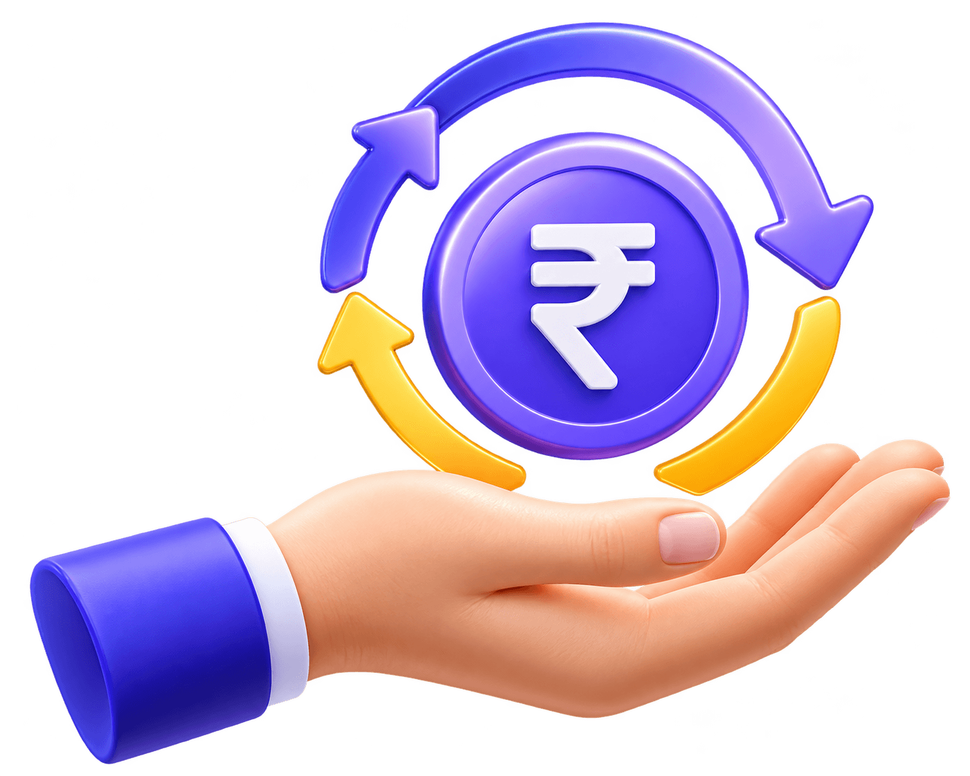 Rupee Refund Icon in Hand